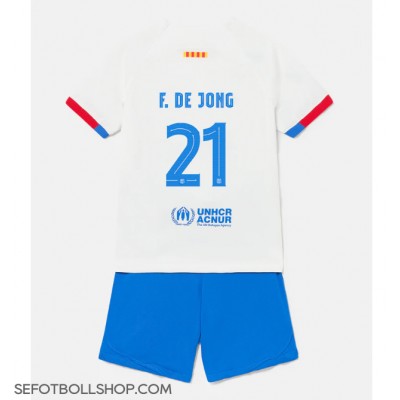 Billiga Barcelona Frenkie de Jong #21 Barnkläder Borta fotbollskläder till baby 2023-24 Kortärmad (+ Korta byxor)
